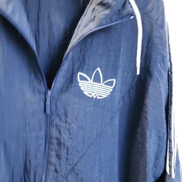 Vintage Adidas Track Suit Windbreaker Warmup Jacket Navy Blue LG 80s 90s Retro - Picture 4 of 4